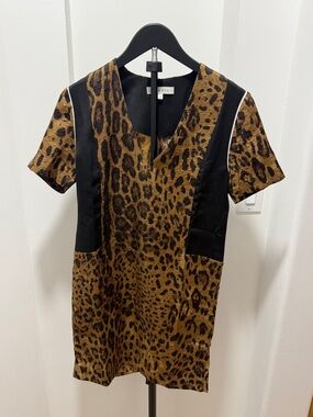 Sandro Black-Trim Leopard Print Top in Gold and Black